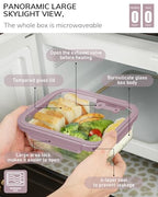 5-Pack Borosilicate Glass Containers with Tempered Lids, 35.2oz/4.4 Cup Airtight Meal Prep Set, Microwave/Freezer Safe (Pink) - color: Tempered Lids Pink, size: 4.4 Cup*5