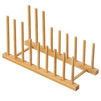 HBlife Heighten and Widen Bamboo Dish Drying Rack Plate Bowl Cup Book Pot Lid Cutting Board Stand Drainer Storage Holder Organizer for Kitchen Cabinet - color: Rod 4inch High 6slots With 6inch High 2slots 1pcs