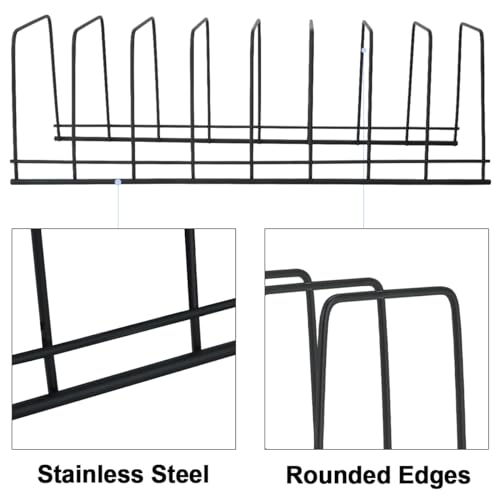 SITAKE 6 Pack Kitchen Cabinet Organizer Pot Lid Holder Stainless Steel Reusable Containers Drying Rack Stand Counter Storage Shelf for Pot Pan Dish Plate Cutting Board Serving Trays Bakeware (Black) - color: Black