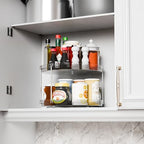 2 Tier Lazy Susan Turntable for Cabinet,Countertop,Pantry,12"W Spinning Seasoning Organizer,Double Rotating Kitchen Spice Rack Organizer and Condiments,Medicine,Vitamin Bottle Organizer Carousels,1Pc - size: 12"W-2Tier-1 Pack