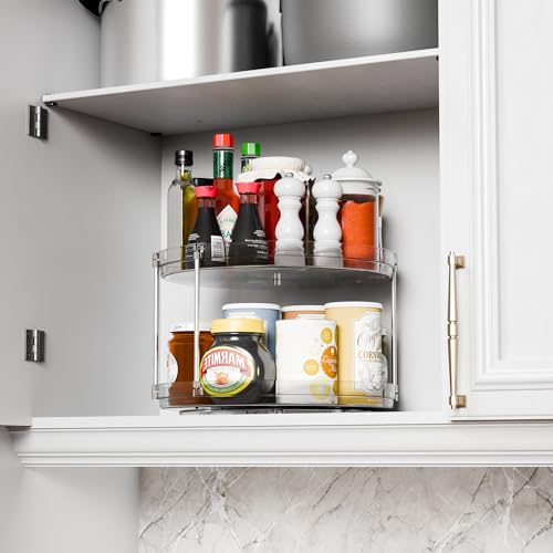 2 Tier Lazy Susan Turntable for Cabinet,Countertop,Pantry,12"W Spinning Seasoning Organizer,Double Rotating Kitchen Spice Rack Organizer and Condiments,Medicine,Vitamin Bottle Organizer Carousels,2Pc - size: 12"W-2Tier-2 Pack