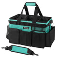 SCAVATA Wearable Cleaning Caddy Bag, Cleaning Caddy Supplies Organizer with Handle & Shoulder Straps for Housekeepers, Under Sink & Car Cleaning Tool Organizers with 4 Foldable Divider (Lake Blue) - color: Lake Blue
