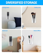 2 PCS Remote Control Holders Wall Mount, Self Adhesive TV Air Conditioner Remote Control Holder, Wall Mount Storage Box Organizer Wall Pen Holder Storage for Home Office School (Clear)