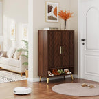 Tribesigns 6-Tier Shoe Cabinet with Doors, Wooden Shoe Storage Cabinet with Adjustable Shelves for Entryway, Hallway, Bedroom (Walnut)