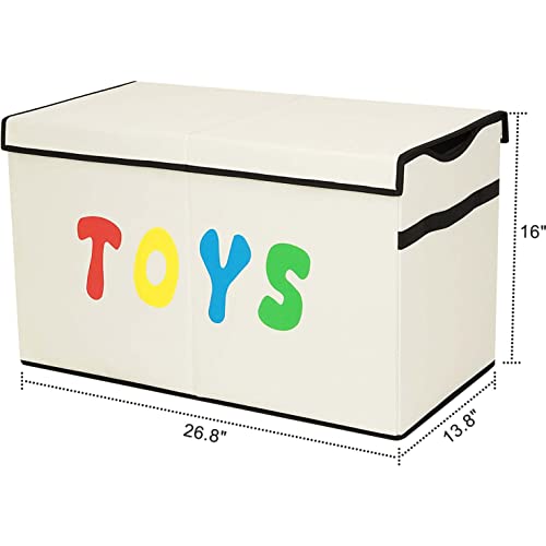 YOLOXO Toy Box Chest, Collapsible Sturdy Storage Bins with Lids, Extra Large Kids Toy Storage Organizer Boxes Bins Baskets for Kids, Boys, Girls, Nursery Room, Playroom, Closet (New Beige) - color: New Beige