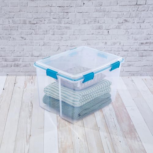 Sterilite 4-Pack Gasket Box, Weather-Resistant Storage Bins with Latching Lids, 80 Quart - Heavy-Duty Organizing Containers for Closet, Bathroom, and Office - size: 80 Quart, style: 4 Pack
