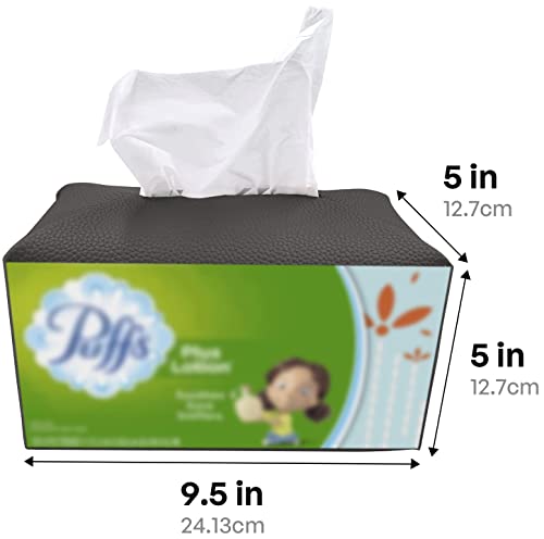 Carrotez Tissue Box Cover, [Refined] Modern PU Leather Rectangular Tissue Box Holder - Decorative Holder/Organizer for Bathroom Vanity Countertop, Night Stands, Office Desk 9.5"X5"X5" - Charcoal - color: Charcoal, size: [Rectangular]