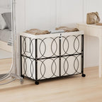 Laundry Hamper with 3 Section, Large 180L Rolling Laundry Basket with Wheels, Metal Heavy Duty Laundry Hamper with Detachable Bags, Dirty Clothes Hamper Organizer for Bedroom, Bathroom(Beige)