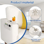 Sofa Armrest Organizer Tray with Cup Holder and Side Pockets, Non-Slip Silicone Caddy for Drinks Remote Control Phone Snacks, Living Room Couch Arm Storage(White) - color: White