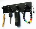 Key Holder for Wall - Adhesive Key Hooks with 4 Hooks, Heavy Duty Stainless Steel, Black, No Screw Holes