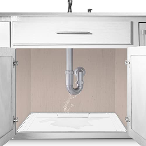 Original Under Sink Mat - Adjustable Silicone, Waterproof Vanity Mat - 28" x 19" or Smaller - color: White, size: 28" x 19"