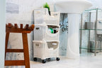 Mind Reader Plastic Storage Cart, Kitchen Storage, Rolling, Toy Storage, Laundry, Kitchen, 14.75"L x 11"W x 28.25"H, Ivory