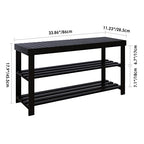 SMIBUY Bamboo Shoe Rack Bench, 3-Tier Shoe Organizer Storage Shelf for Entryway Hallway Bathroom Living Room (Black) - color: Black