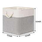 Bidtakay Fabric Basket Set - Large Square Organizer Bins, 13x13, Set of 3, White & Grey - color: White&Grey, size: 3 Pack-L Cube-13x13x13 In