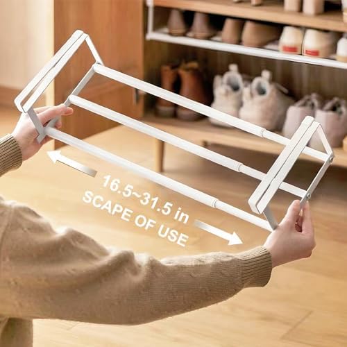 Expandable Shoe Rack Organizer - Adjustable Shoe Rack & Under Cabinet Shelf - for Shoe or Clothing Storage and Organization, Under Shelf Storage (White,2 Pcs) - color: White, size: 2 Pack
