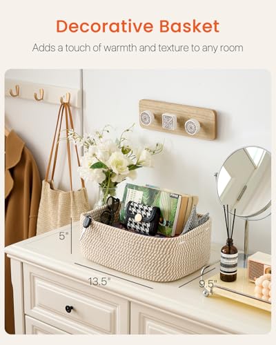 KALLAX Small Woven Basket, 13.5 x 9.5 x 5 Inches, Storage Basket for Organizing, Cute Small Rope Shelf Closet Cube Storage Bins Baskets for Shelves, Dog Toy Gift Baskets Empty, 3 Pack Brown - color: Brown, size: 13.5"L x 9.5"W x 5"H