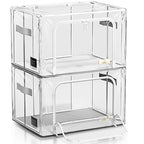 Sorbus Storage Bins with Metal Frame - Stackable & Foldable Clothes Organizer Bags - Clear Soft Plastic Storage Containers with & Carry Handles Organization for Bedding Linen & Clothing - size: Large, style: 2 Pack