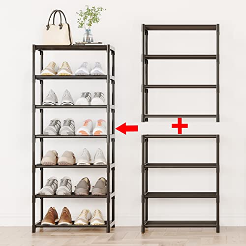 4-Tier Small Shoe Rack, Metal Stackable Kids Shoe Shelf Storage Zapateras Organizer,Narrow Shoe Rack Sturdy for Closet Hallway Entryway Living Room Bedroom (Black) - size: 4-Black