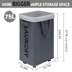 Goodpick 75L Laundry Basket with Wheels & Removable Wash Bag, Large Rolling Laundry Hamper for Clothes, Dorm Room Essentials, Grey - color: Grey 1-Pack