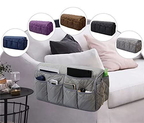 Armchair Caddy for Recliner Sofa Remote Control Holder Organizer for Recliners Purple Sofa Armrest Cover with 14 Pockets for Armchair Organizer