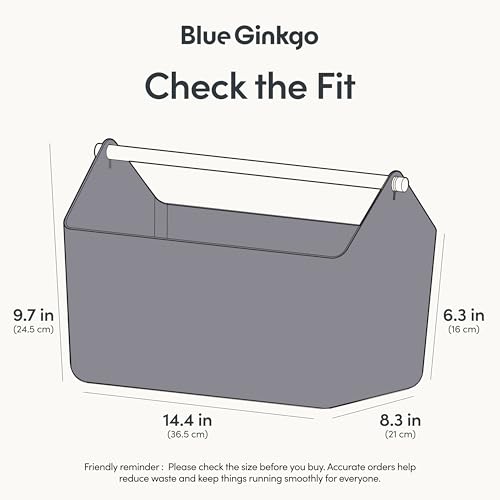 BLUE GINKGO Large Storage Basket – Plastic Caddy with Wooden Handle for Bathroom, Pantry, or Cleaning Supplies (Gray) - color: GREY, size: Large