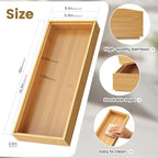 Bamboo Drawer Organizer, Stackable Utensil Trays for Kitchen, Wood Silverware Organizer for Drawer, Set of 2-15"x6"x2"