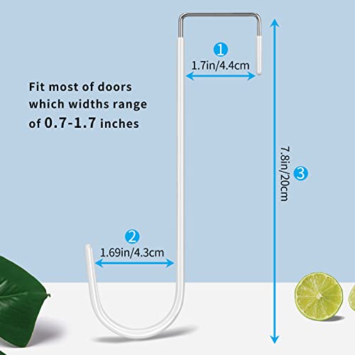 FYY Over the Door Hooks, 4 Pack Upgraded Long Door Hangers Hooks with Rubber Prevent Scratches Heavy Duty Organizer Hooks for Hanging Clothes, Towels, Hats, Coats, Bags White - color: A White, size: Long, style: 4 Pack