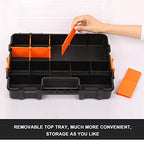 CASOMAN Tool Box Organizer Interlocking Black Small Parts Organizer for Fasteners and Crafts w/Removable Dividers (2 Piece Pack) - size: 2 Piece Set, Black