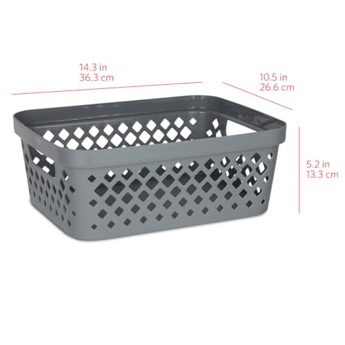Glad Plastic Storage Basket Set, Value Pack of 6 | Open Storage Bins for Shelves, Bathroom, Pantry, Closet | Nesting Organizer Boxes with Handles, 2 Gallon, Grey - color: Grey, size: 2 Gallon