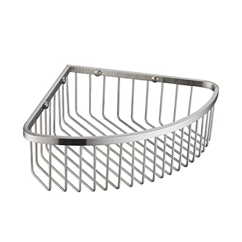 Bathroom Shower Caddy Corner Shelf Basket, Ultra Sturdy Rust-Proof Stainless Steel Shelf Organizer Shampoo Holder, Wall Mounted Storage Rack for Bathroom Kitchen, Brushed Nickel - color: Nickel, size: 90° Corner (1 Pack)