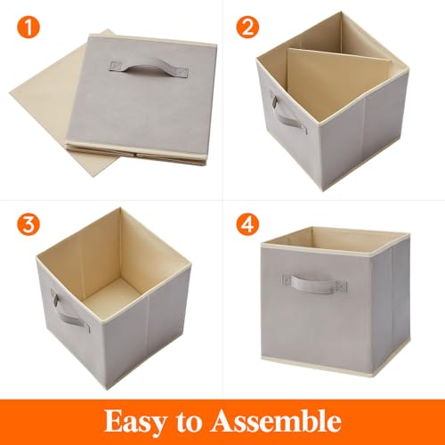 Lifewit Storage Cubes, Foldable Decorative Fabric Storage Baskets for Organizing Home Organizers with Handles for Shelves, Closet, 11 Inch Bins, 18L Light Gray, 12 Packs - color: Light Gray, size: 12pcs-11INCH