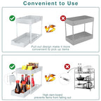 Under Sink Organizer - 2 Pack | Pull out Bathroom Organizer | 2 Tier Slide out Bathroom/Kitchen Organizers and Storage | White - style: 2 PACK White