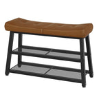 YATINEY Shoe Bench, 3-Tier Shoe Rack, Entryway Bench with Storage and Cushion, for Hallway, Foyer, Bedroom, Brown and Black HX02BV - color: Brown + Black