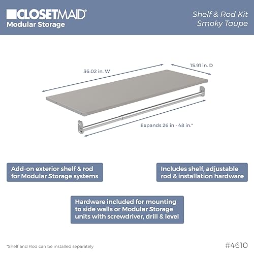 ClosetMaid Modular Storage 68.76-78.78-inch W 4-Drawer 19-Shelf Wood Closet System with Doors, Smoky Taupe - color: Smoky Taupe