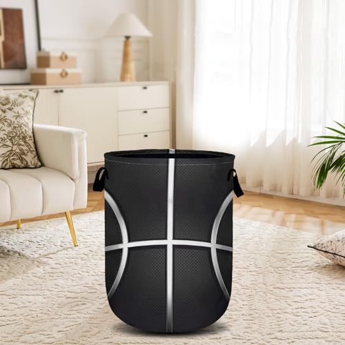 Cool Basketball Laundry Basket, Sport Ball Laundry Hamper Collapsible Oxford Cloth with Handle Clothes Toy Storage Bin for Bathroom Laundry Room Bedroom 15.7 X 20 Inch - color: Cool Basketball