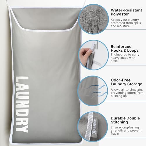 Hanging Laundry Hamper Bag XL 40x22", Space Saving over the Door Storage Bags, Behind the Door Hampers for Dirty Clothes & Wall Mounted Basket for Bathroom, Organizer for Small Room Spaces RV - color: Gray, size: 2-Pack