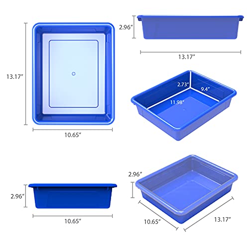 Storex Letter Size Flat Storage Tray – Organizer Bin with Non-Snap Lid for Classroom, Office and Home, Assorted Colors, Pack of 5 (62534U05C)