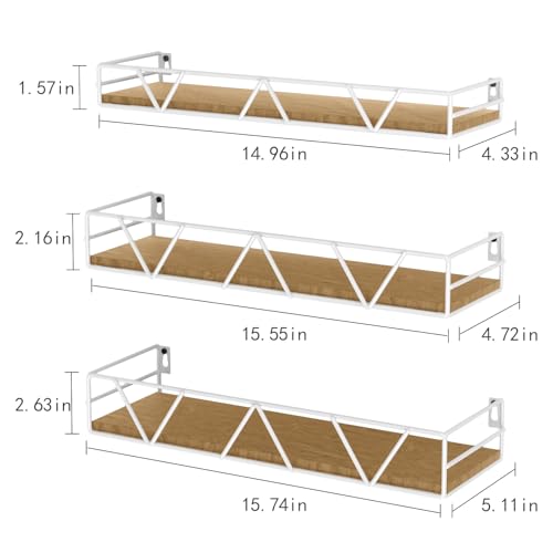 Amaoot Floating Shelves Set of 3, Home Wood Wall Shelf, Farmhouse Shelf for Bedroom, Wall Mounted Floating Shelf for Living Room, Bedroom, Bathroom, Kitchen, Office (White) - color: White