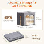 Lifewit Clothes Storage Bins with Metal Frame, Stackable Storage Box, Foldable Clothing Storage Bins with Lids, 40L Storage Bags Fabric Box Organizer with Clear Window＆ Zippers＆ Sturdy Handles 6 Pack - size: 40L