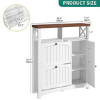 YITAHOME Farmhouse Shoe Cabinet with 2 Flip Drawers, Wood Shoe Rack w/Adjustable Shelves and Open Storage, Rustic Entryway Organizer for Hallway, Foyer, Porch, Living Room, White