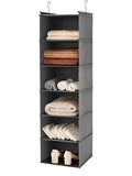 MAX Houser 6 Tier Shelf Hanging Closet Organizer, Closet Hanging Shelf with 2 Sturdy Hooks for Storage, Foldable (Grey) - color: Grey