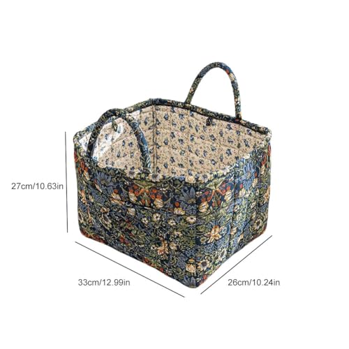 Quilted Fabric Basket Foldable Car Storage Boho Floral Laundry Basket Hamper for Nursery Bedroom & Living Room | Organize Clothes Toys - color: Boho Blooming