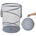 Seiritex Mesh Popup Laundry Hamper 115L Collapsible Laundry Basket Extra Large Capacity Foldable Clothing Storage Basket with Handles 26 H x 18 W x 18 L (Gray) - color: Gray-1