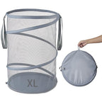 Seiritex Mesh Popup Laundry Hamper 115L Collapsible Laundry Basket Extra Large Capacity Foldable Clothing Storage Basket with Handles 26 H x 18 W x 18 L (Gray) - color: Gray-1
