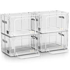 Sorbus Storage Bins with Metal Frame - Stackable & Foldable Clothes Organizer Bags - Clear Soft Plastic Storage Containers (4 Pack, Medium) - size: Medium, style: 4 Pack
