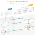 Vtopmart 8 Pack 4" Regular Upgrade Drawer Dividers for Clothes, 12.8"-22.3" Expandable Dresser Drawer Organizer, Clear Plastic Separators for Dresser, Baby Clothing, Underwear, Cosmetic, Toiletries - size: Regular-4"