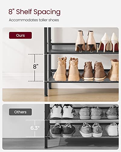 VASAGLE Shoe Rack for Entryway, 4-Tier Shoe Rack Organizer with Storage Shelves and Spacious Top, Freestanding, Adjustable, Industrial, Rustic Brown and Ink Black ULBS040B01 - color: Rustic Brown + Ink Black, size: 4 Tiers (29.5"W)