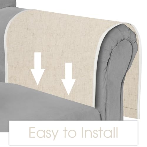 Joywell Armrest Organizer Remote Holder for Recliner Armchair Caddy Couch Sofa Arm Chair Caddie with 6 Pocket Storage for Magazine, iPad, Phone,Linen - color: Linen, size: 19'' x 35''