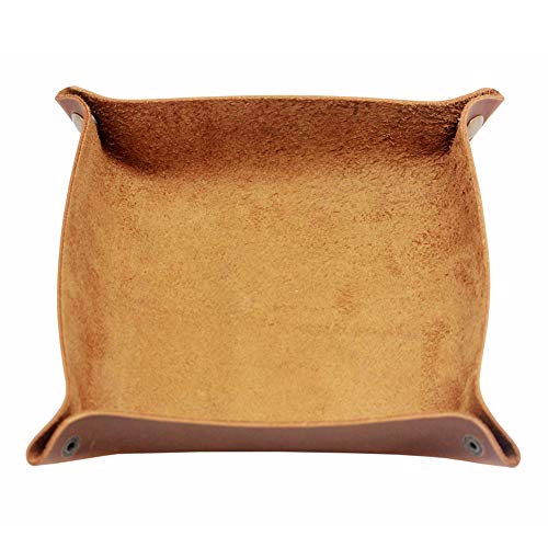 boshiho Valet Tray for Men, Leather Jewelry Catchall Key Phone Coin Box Change Caddy Bedside Storage Box (Crazy Horse Leather - Light Brown) - color: Crazy Horse Leather - Light Brown