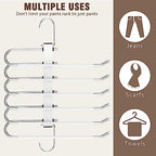 HUITEM Space Saving 6 Tier Pant Hangers, Anti-Slip, Lightweight, Stainless Steel, 2 Pack, White - color: White, size: 2 Pack